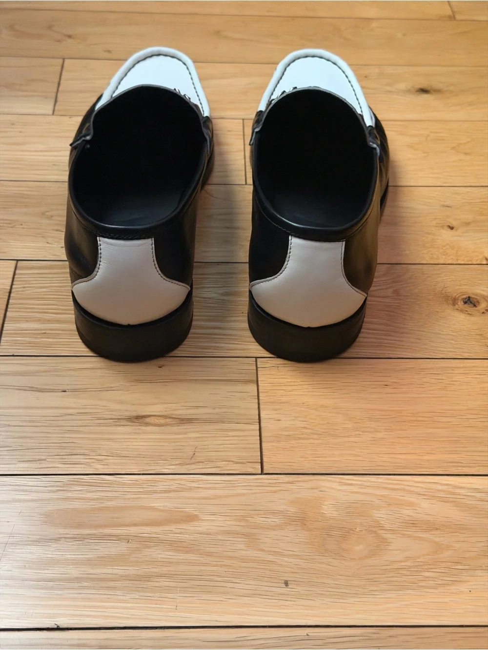 Roberto Cavalli Black and White Leather Loafers